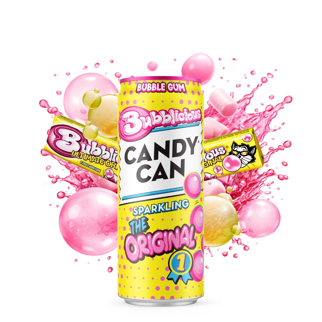 Candy Can x Bubblicious Sparkling Original 330ml - bubblegum frisdrank inkopen