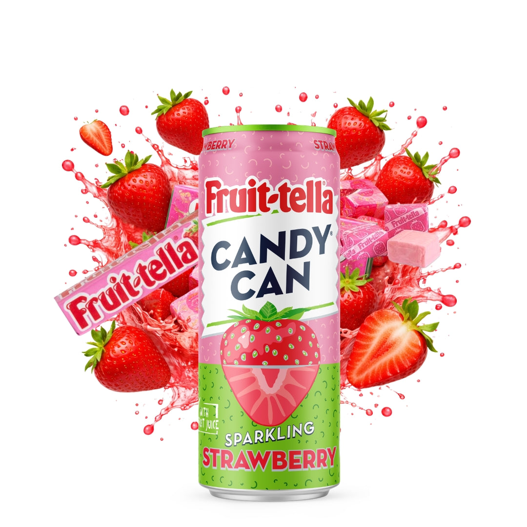 Candy Can x Fruit-tella Sparkling Strawberry 330ml - Fruit-tella frisdrank inkopen