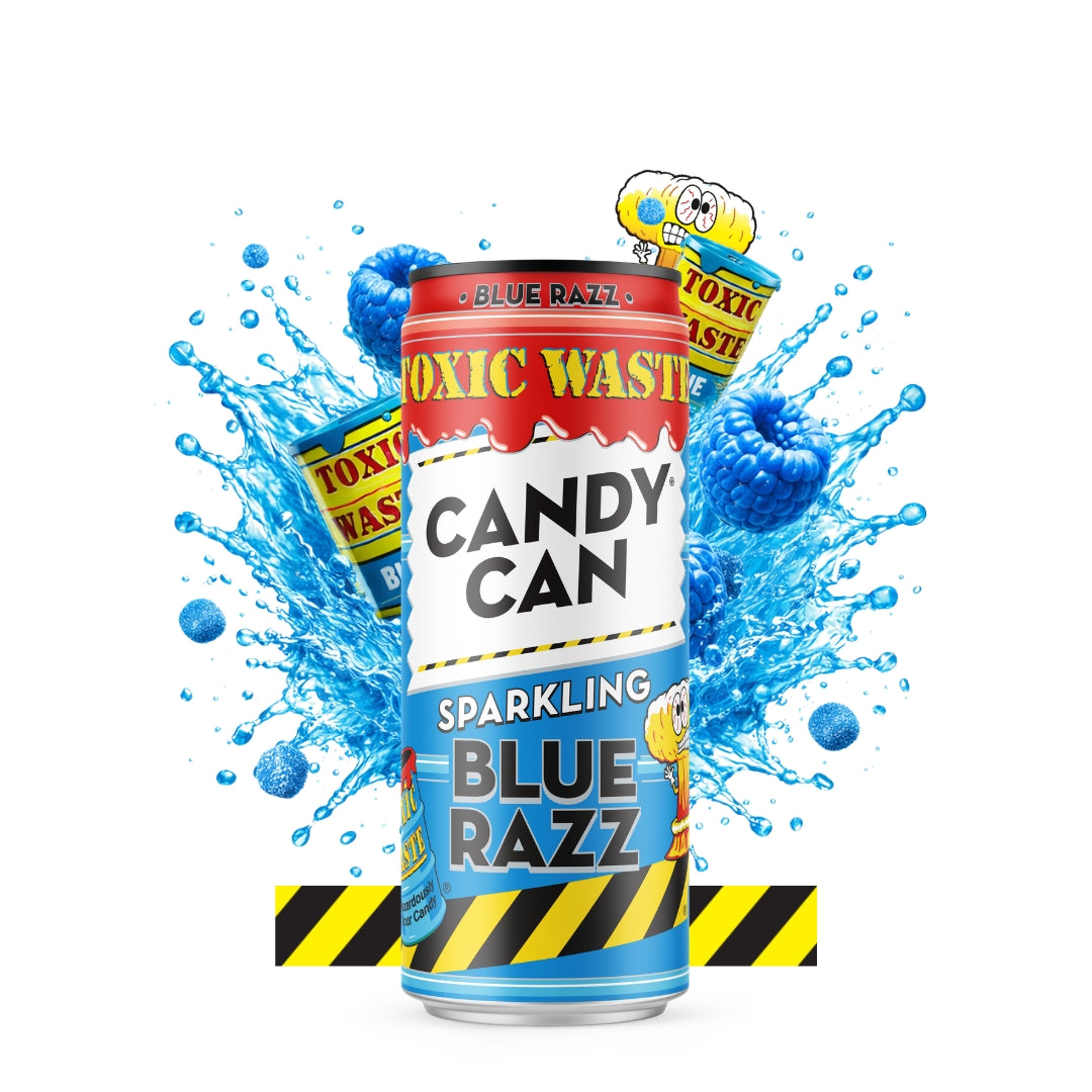 Candy Can x Toxic Waste Sparkling Blue Razz 330ml - blauwe zure frisdrank inkopen