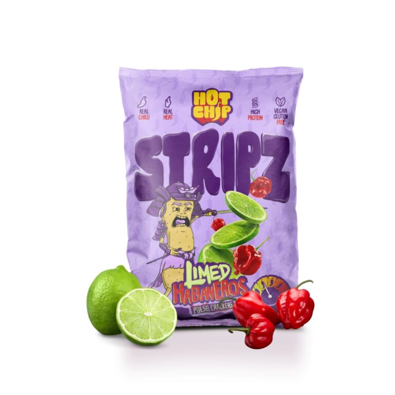 Hot Chip Stripz limed habanero 80g tray 20 stuks pittige snacks groothandel